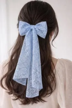 レースリボン ヘアアクセサリー ライトブルー
