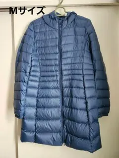 ユニクロ　ブルー フード付き ロングダウンジャケット