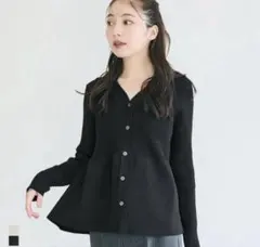 coca スポンディッシュニットペプラムカーディガン ブラック