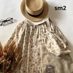 c358＊ サマンサモスモス 春の草花柄前後着 コットンリネンワンピース