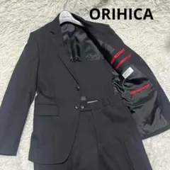 【美品】ORIHICAストライプ ビジネススーツ 2ボタンジャケットY4 背抜き