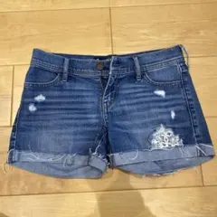 ダメージデニムショートパンツ ダークブルー