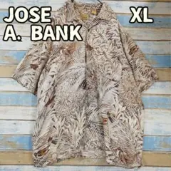 ジョセフアブード アロハシャツ 茶白 XL 総柄 シルク 半袖 夏【う379】のサムネイル