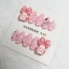 現品♡ピンク×うさぎ ハート×天使 キラキラ ネイルチップ