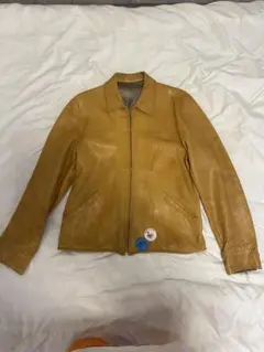40s? vintageレザー シングルライダース ジャケット キャメルのサムネイル
