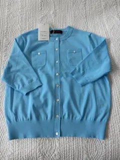 CABaN ファインポリエステル ハーフスリーブポケットカーディガン ターコイズ