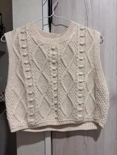 ZARA ザラ　ニットベスト　ニット　ベスト　ホワイト　アイボリー