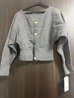 グレー ボタン付き クロップドカーディガン　snidel
