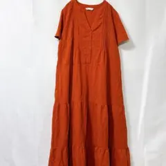 KIRUNDO キルンド 無地 ロングワンピース 半袖 Lビスコース リゾート