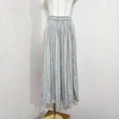 INGNI プリーツロングスカート（M）くすみグリーン系 ウエストゴム 上品