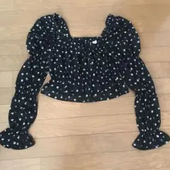 H&M フラワープリント クロップドシャツ XS