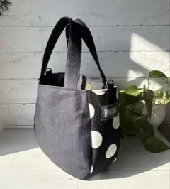 コロリンバッグ　岡山デニム×水玉帆布生地　2wey ハンドメイド