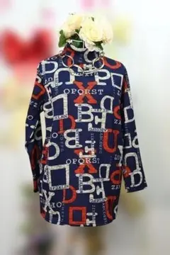 新品更にOFF❤アルファベット総柄 ハイネック長袖カットソー