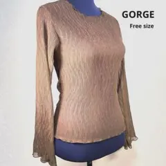 GORGE ブラウン フリルネック 長袖トップス 24A284のサムネイル
