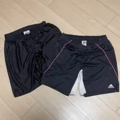 【セット売り】アディダス ほか サッカーパンツ 2枚まとめ売り L 黒 すね当て