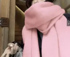 GRL 起毛フェイクウールフリンジボリュームマフラーfo1250 ライトピンク