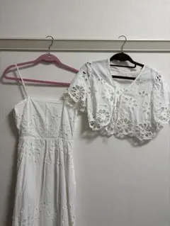 【極美品】ollun オルン きりまる ボレロセットワンピース カットワーク刺繍