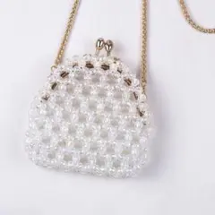 パール風ビジュー がまぐちショルダーバッグ/ポシェット