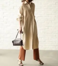 DOCLASSE タイプライターシャツワンピース ベージュ