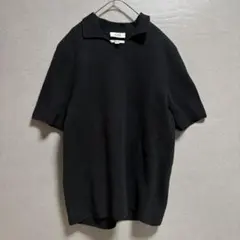 COS REGULAR スキッパー ニット ポロシャツ ブラック 半袖 コットンのサムネイル