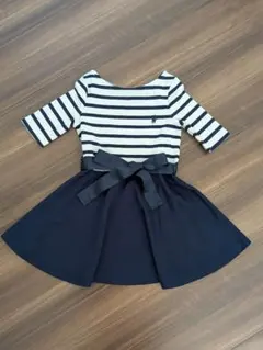 ポロラルフローレン ストライプ 七分袖 Aラインワンピース