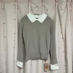 clear 配色衿付きニットトップス
