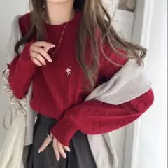 classicalelf ケーブルニット レッド