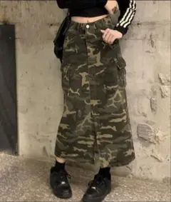 CANVAS+ 迷彩ロングカーゴスカート M zozotown