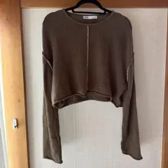 ZARA ブラウン クロップドニット Lサイズ　38