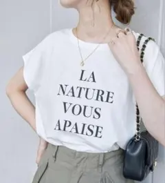 B.C STOCK　フレンチスリーブロゴTシャツ　ホワイト　サイズフリーのサムネイル