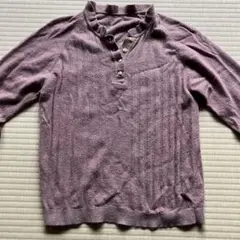 モーヴブラウン ボタン付きニットセーター　長袖