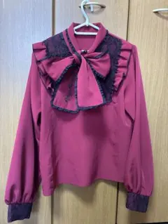 Pal elfy パルエルフィー ワインレッド フリル ボウタイブラウス