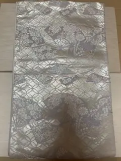 袋帯 七宝繋ぎ 扇面文様 銀糸　ピンク　紫のサムネイル