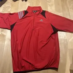 adidas レッド ハーフジップジャケット M