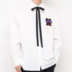 milk boy ブランドロゴ刺繍入り チェックシャツ（7分丈） ブラック 