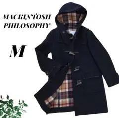 マッキントッシュフィロソフィーダッフルコート　フード付き　チェック　ネイビー