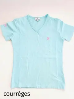 courreges Tシャツ ピンクロゴ 刺繍 ミントグリーン ゴルフのサムネイル