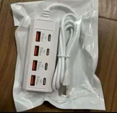 【新品】8ポート USBハブ ホワイト（USB-Cポート付き）