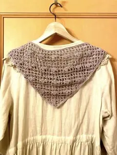 バブーシュカ　 ヘッドドレス　つけ襟ショール ハンドメイド　くすみパープル