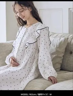 マタニティ Ｗガーゼハート柄ネグリジェ　授乳楽々 妊婦服 産前・産後対応