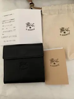 ILBISONTE イルビゾンテ 折り財布 ロゴ刻印 レザー ブラック イタリア