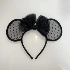 ディズニー　カチューシャ　レース　ブラック　黒