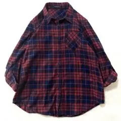 INGNI チェック柄 長袖シャツ レッド ネルシャツ コットン カジュアル M