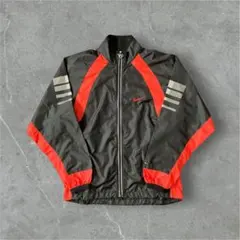 Nike 90s 00sナイロンジャケット 黒 赤 短丈 ダブルジップ y2k