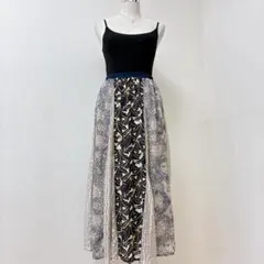 ロングスカート ネイビー 花柄 81cm