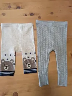 ベビータイツ 69cm クマとケーブル編み
