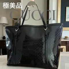 極美品　希少✨ GUCCI エナメル　トートバッグ GG柄 ブラック パテント