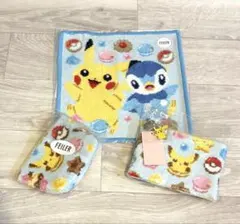 FEILER ポケモン ピカチュウ ポッチャマ ハンカチ　ポーチ3点セット