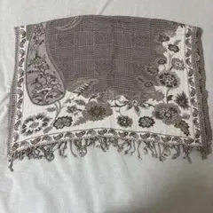 インド　ストール ペイズリー柄 フリンジ付き