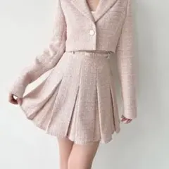 リゼクシー RESEXXY ツイードプリーツミニスカート ピンク